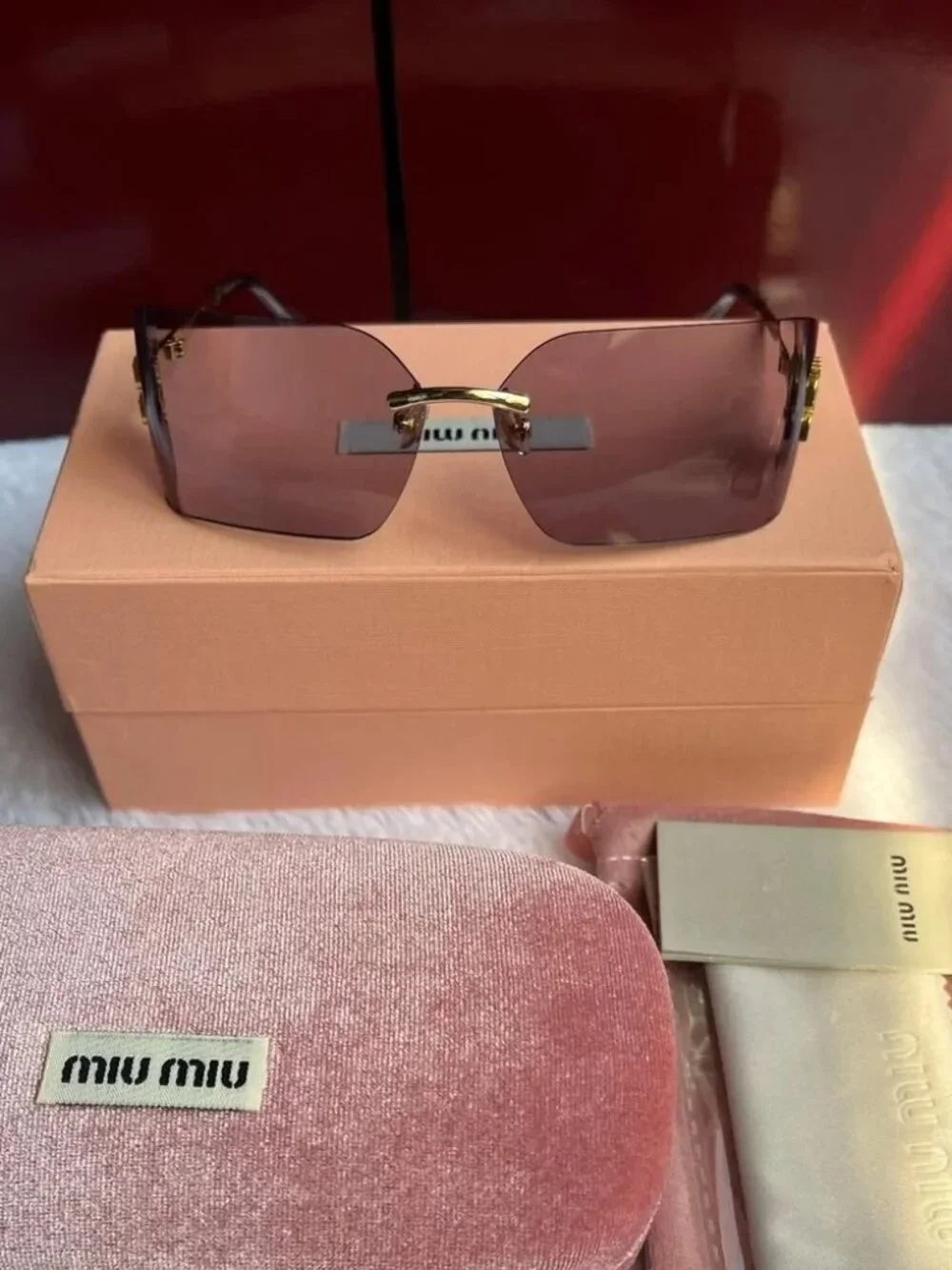 Miu Miu Rimless Sunglasses Light Purple with Gold